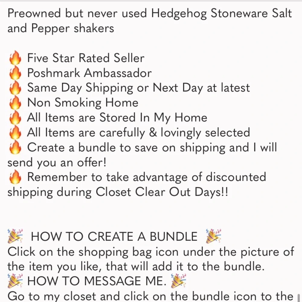 Hedgehog Stoneware Salt and Pepper shakers - Picture 5 of 5